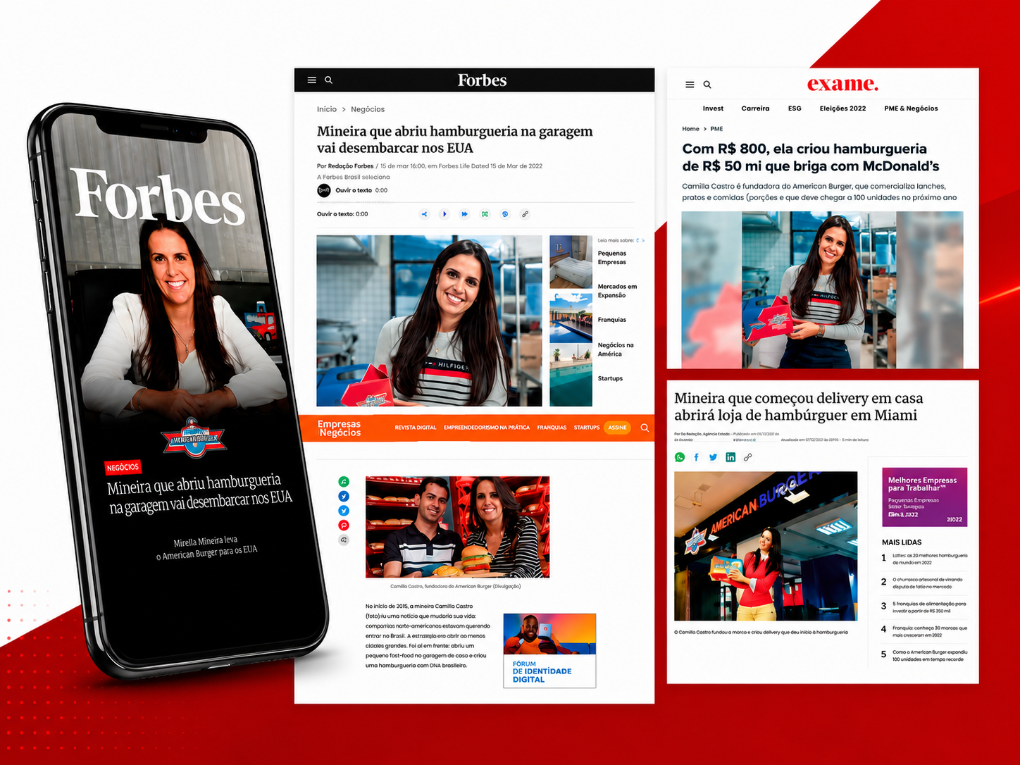 Camila Guerra — CEO da American Burger — destaque na Forbes, Exame e Empresas & Negócios